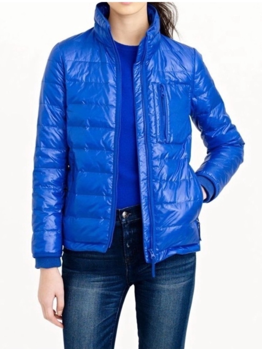 J. Crew Lightweight Royal Blue DOWN Puffer Quilted Jacket. XXS.